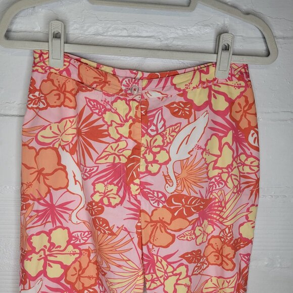 Lilly Pulitzer Women's Size 4 Pants Crop Pink Orange Flowers - Picture 3 of 5